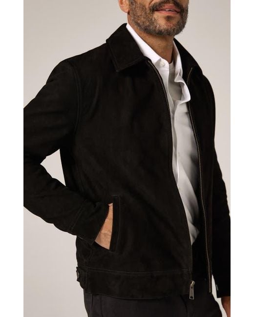 7 Diamonds Black Outback Front Zip Suede Jacket for men