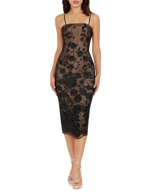 Dress the Population Black Josselyn Floral Embroidered Sleeveless Dress