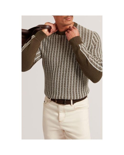 Ted Baker Men's Brown Frankez Textured Herringbone Sweater