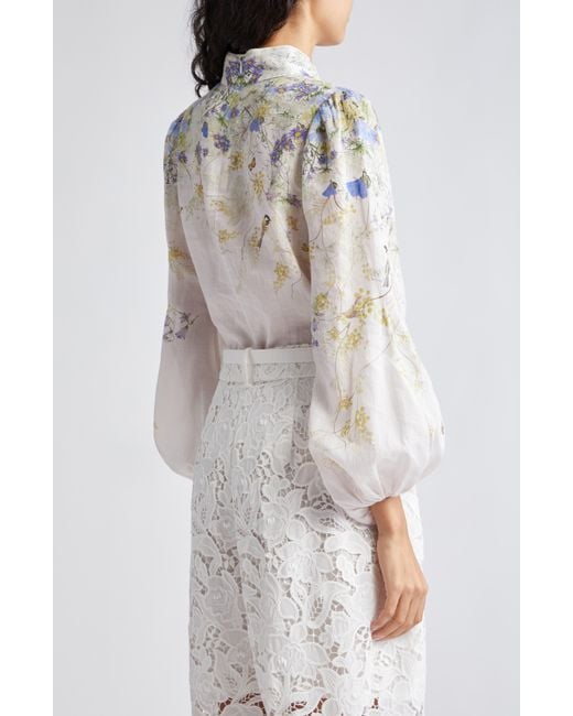 Zimmermann White Harmony Floral Butterfly Balloon Sleeve Shirt