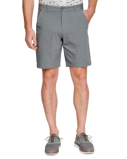 Johnston & Murphy Gray Xc4 Performance Flat Front Shorts for men