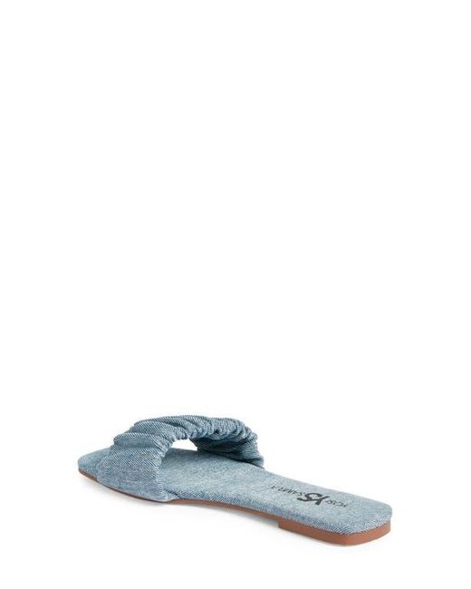 Yosi Samra Blue Naomi Ruched Slide Sandal