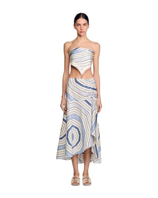 Sandro White Spiral-Motif Maxi Skirt