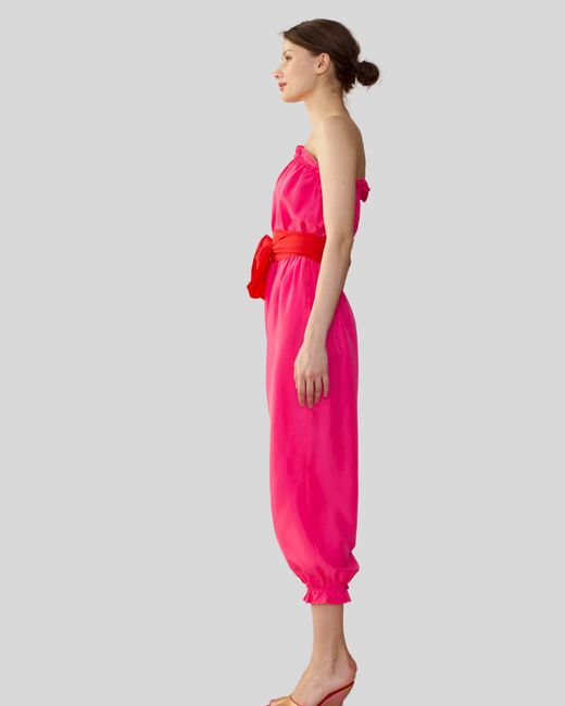 Cynthia Rowley Pink Silk Strapless Jumpsuit