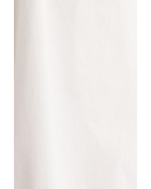 Wayf White Liv Ruched Stretch Cotton Poplin Midi Dress