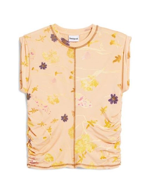 Desigual Blue Floral Exposed Seam Top
