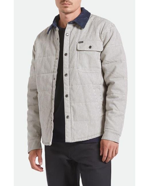 Brixton Men's Gray Cass Engineer Stripe Quilted Jacket