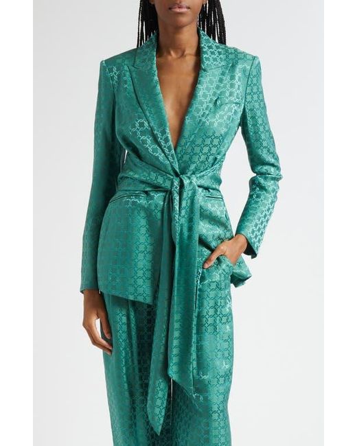 Veronica Beard Green Issel Chain Print Tie Waist Jacket