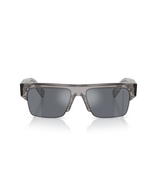 Prada Gray 55Mm Rectangular Sunglasses for men