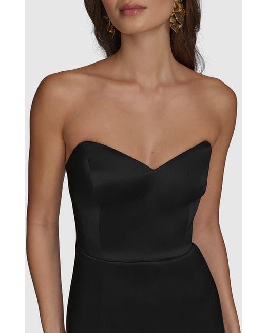 Donna Karan Black Strapless Satin Gown