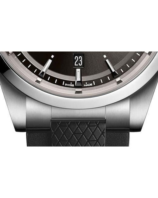 Longines Black Conquest Automatic Rubber Strap Watch, 41Mm for men