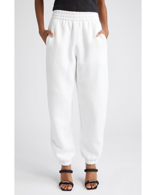 Alexander Wang White Puff Logo Structured Terry Sweatpants