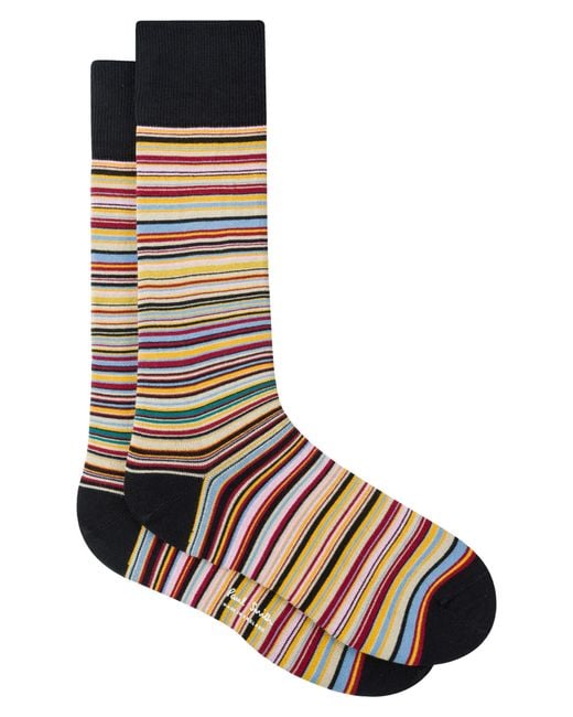 Paul Smith Black Rainbow Multistripe Socks for men