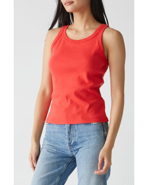 Michael Stars Red Cassie Binded Cotton Tank
