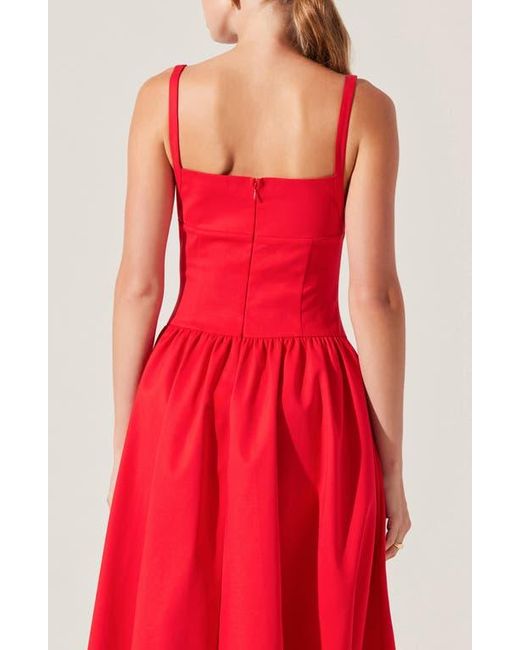 Astr Red Jevi Sleeveless Bubble Midi Dress