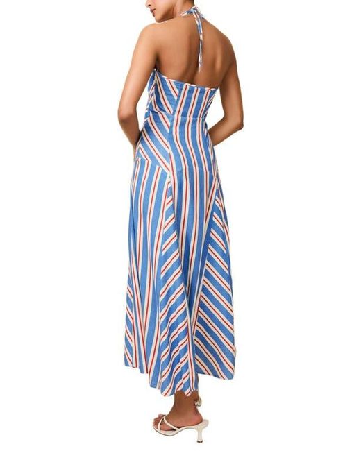 blue waffle dressing gown Bebe Women's Crochet Stripe Halter A-Line Maxi Dress, Size XS Polyester main image 1