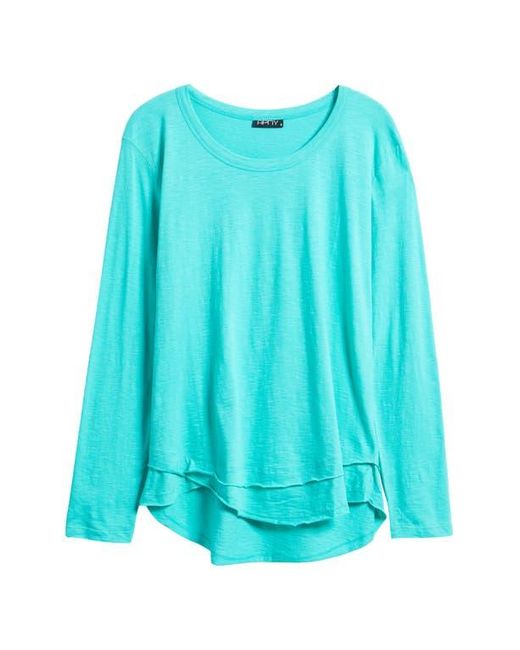 Apny Green Layered Hem Cotton Slub Top