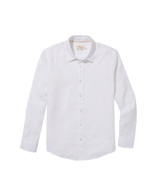 Fair Harbor White Island Linen Blend Button-Up Shirt for men