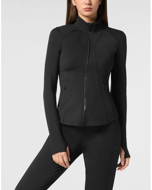 Philipp Plein Black Breathable Jogging Jacket Ls