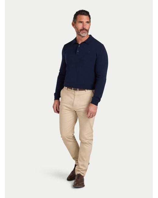 Raging Bull Blue Long Sleeve Knitted Polo Shirt for men