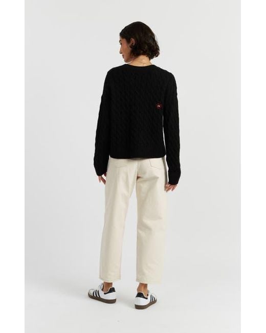 Chinti & Parker Black Wool Cashmere Snoopy Cable Sweater