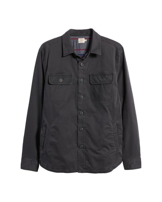 Faherty Cpo Blanket Lined Stretch Organic Cotton Shirt Jacket in Black