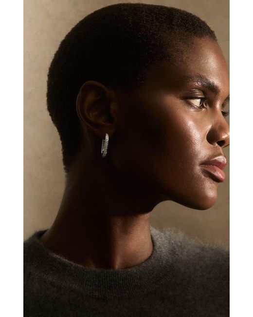 Reiss White Mia Modern Cubic Zirconia Hoop Earrings