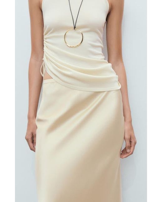Mango Natural Mia Satin Midi Skirt