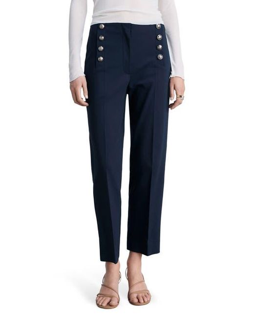 Mango Blue Button Straight Leg Pants