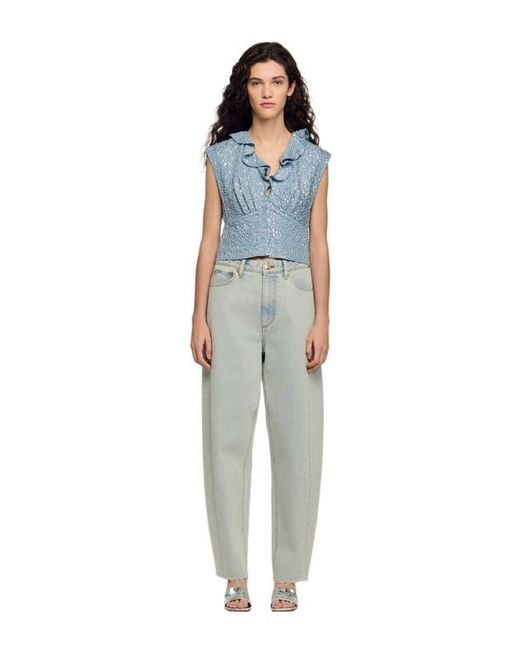 Sandro Blue Sequin Top