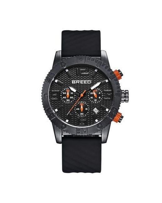 Breed Black Double Agent Chronograph Watch With Date for men