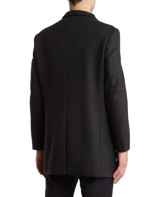 Hart Schaffner Marx Black Genoa Wool Blend Twill Coat for men