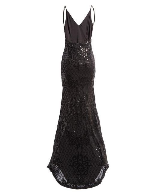 Lulus Black Glowing All Night Emeral Sequin Sleeveless Mermaid Gown