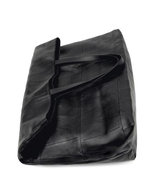 Mango Black Patchwork Leather Shopper Bag
