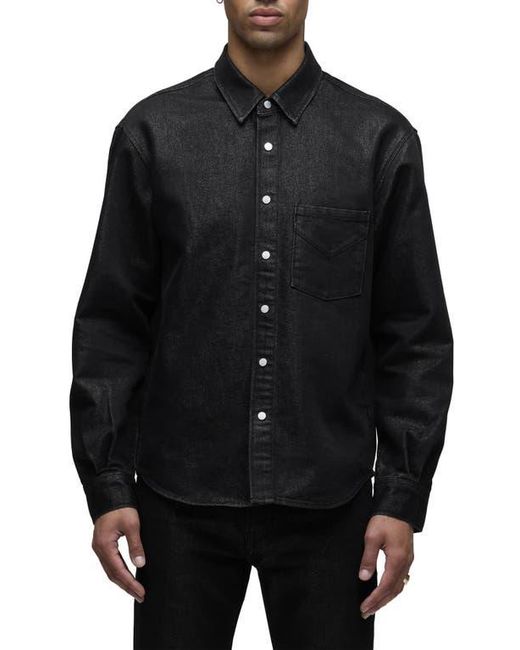 Hudson Black Snap-Up Denim Overshirt for men
