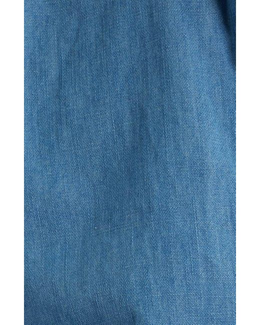 Frank & Eileen Blue Ruffle Collar Relaxed Button Up Shirt