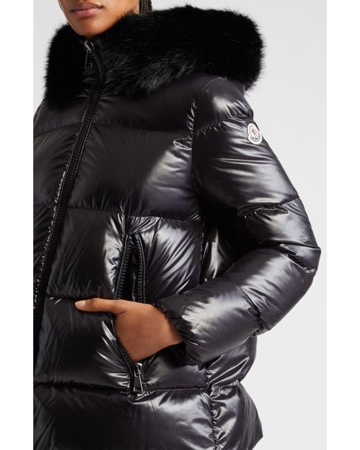 Moncler leather clearance jacket with fur