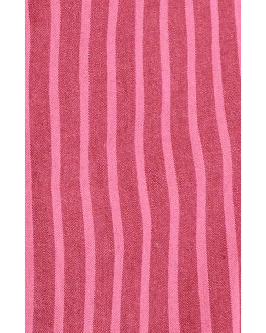 Damson Madder Red Maisie Stripe Organic Cotton Mini Shirtdress