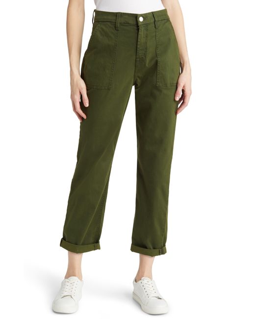 7 For All Mankind Green Patch Pocket High Waist Slim Sateen Pants