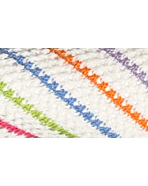 CAPITTANA White Bruna Stripe Crochet Crop Cover-up Sweater