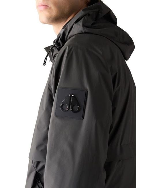Moose Knuckles Black Knox Packable Rain Jacket for men