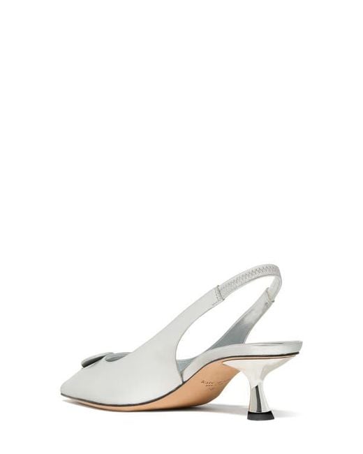 Kate Spade White Lover Metallic Leather Slingback Pump