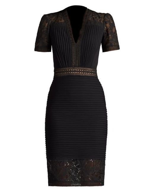 pintuck lace inset cocktail dress tadashi shoji Tadashi Shoji Lace Line Dress Cocktail Dresses