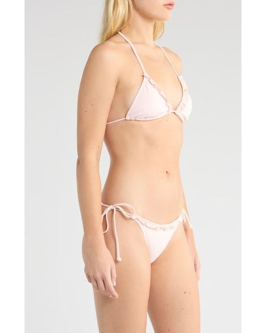 PacSun Natural Sakura Ruffle Triangle Bikini Top