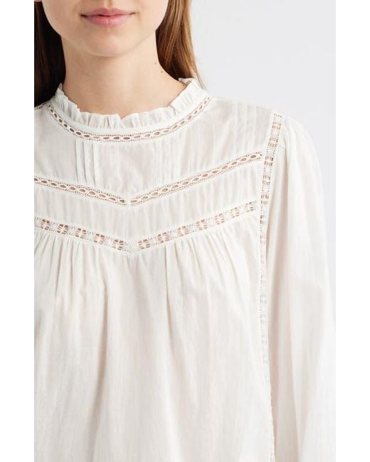Rails White Reyna Lace Inset Cotton Peasant Top