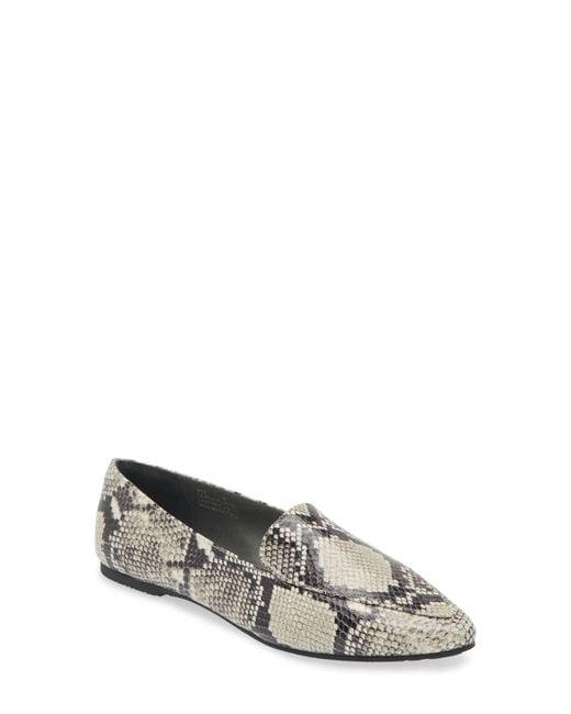 Chocolat Blu Gray Pointed Toe Embossed Leather Loafers