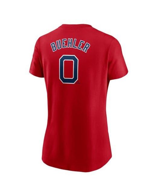 Nike Red Walker Buehler Boston Sox Fuse Name & Number T-Shirt