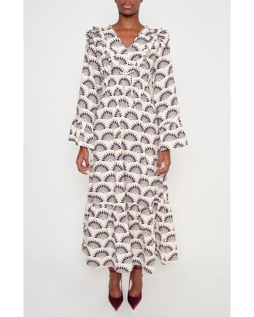 The Lulo Project White The Chaos Petal Print Long Sleeve Maxi Dress