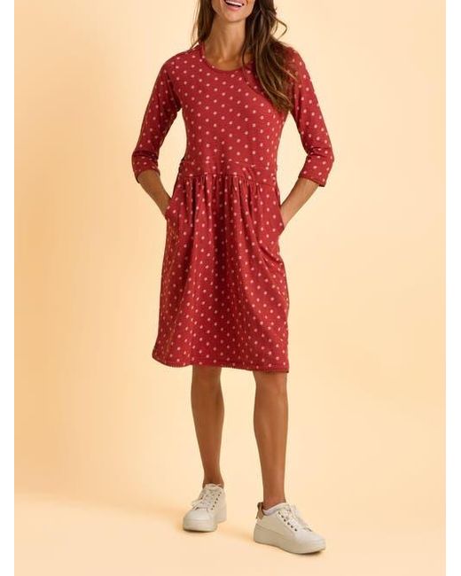 Brakeburn Freya 3/4 Sleeve Embroidered Midi Dress