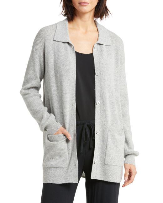 Nordstrom Gray Button-up Cashmere Cardigan